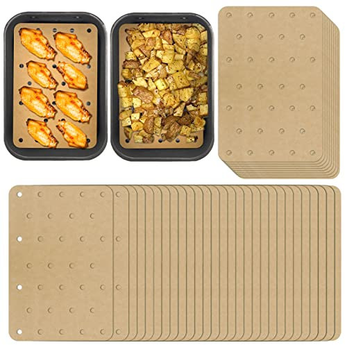 200 Sheets Air Fryer Disposable Paper Liner Compatible with Ninja DZ201/DZ401 Dual Airfryer Baking,Rectangular Perforated Parchment Paper Double Basket Air Fryers Accessories