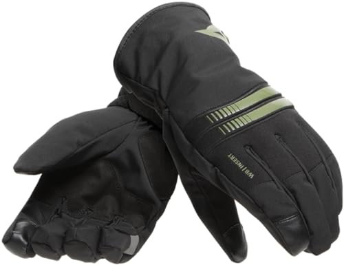 Dainese Plaza 3 D-Dry Gloves, Motorradhandschuhe Winter Wasserdicht, Herren, Schwarz/Bronze-Green, S