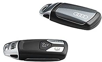 Audi 8W0071208BZ7S Coque de clé avec Logo à Anneaux pour clé 4M0959754 8W0959754 8S0959754 avec Pince chromée (Gris jourtone)