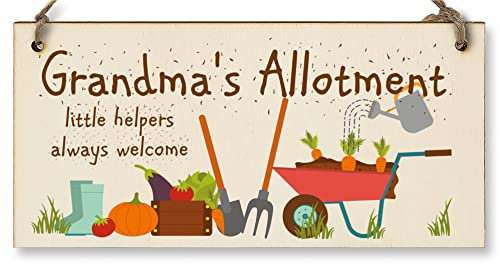 The Plum Penguin Handgefertigtes Holzschild zum Aufhängen, für Großmutters Schrebergärten, kleine Helfer, Willkommensgeschenk, Schild für Gärtner von Grandkids