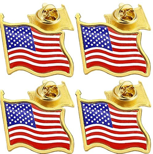 4pcs Drapeau Américain Pin De Revers D'ondulation Broche Patriotique Broche pour Le 4 Juillet Décor