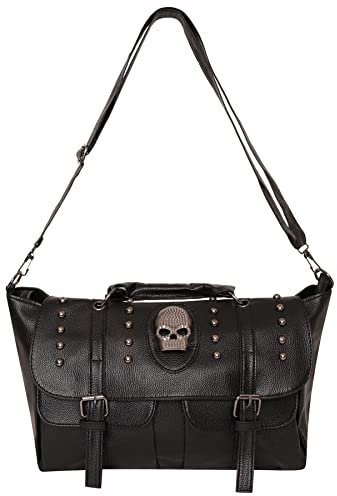 Ro Rox Schädeltasche Nieten Aliz Gotisch Punk Schnalle Messenger Umhänge Tasche Groß