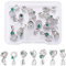 PandaHall 14 Stück Messing-Eis-Pick-Bügel, 7 Stile, Mikro-Pavé-Zirkonia-Halskette, Pinch-Verschluss, Bänder für DIY-Halsketten, Schmuckherstellung, Platin