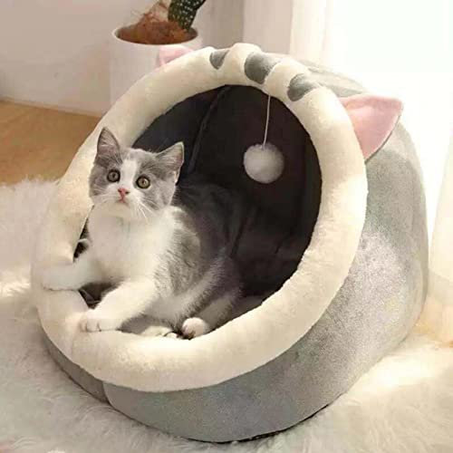 Katzenhöhlen Bett, Katzenbetten Für Hauskatzen, Katzenhaus, Katzenzelt, Niedliches Haustierhöhlenbett, Katzen Iglu Bett Mit Abnehmbarem, Waschbarem Gepolstertem Kissen Kätzchenbetten, Katzenhütte