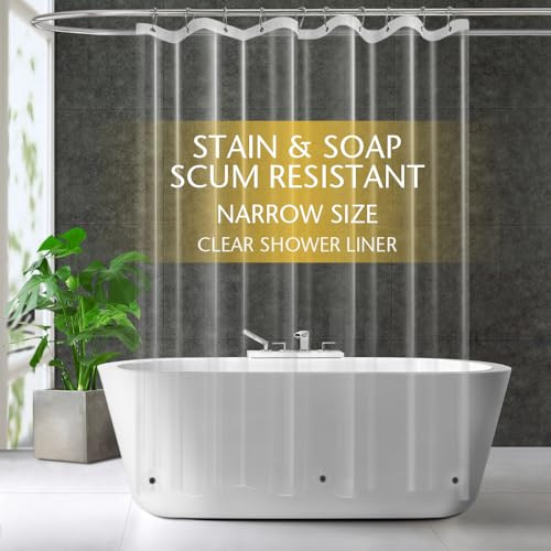 ZEMAHOME Duschvorhang, schmal, transparent, Kunststoff, 152 x 183 cm, dünn, leicht, transparent, Badezimmer, Dusche, Ausstellungsraum, Innenvorhang mit rostfreien Metallösen und beschwerten Magneten