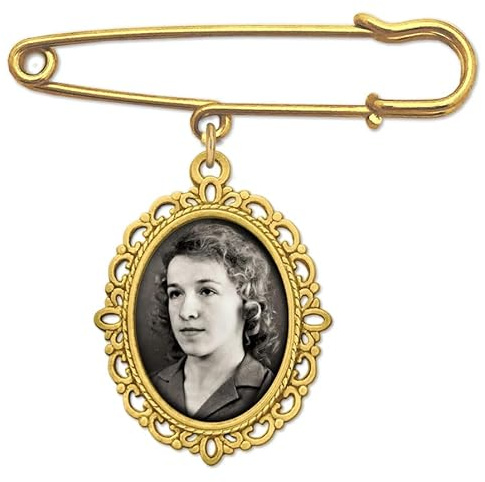 Goldener Hochzeitsstrauß, Foto-Charm-Anstecknadel für Brautstrauß oder Ansteckblumen, Gedenkstätte für Mutter, Vater der Braut oder des Bräutigams, Hochzeitszubehör