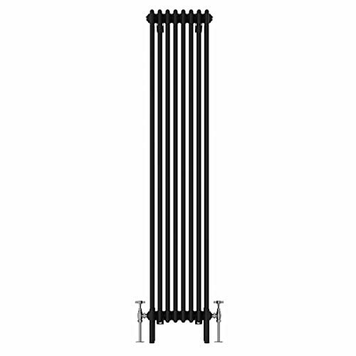 Warmehaus Traditional Cast Iron Style Black Quadruple Column Vertical Tall Radiator 1800x380mm - Perfect for Bathrooms, Kitchen, Living Room
