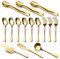 OGORI Gold Serving Utensils, 15-Piece Stainless Steel Gold Serving Utensils Set Include Serving Spoons, Slotted Serving Spoons, Serving Tongs, Serving Forks, Butter Knife, Soup Ladle, Pie Server
