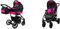 BabyLux Largo 2-in-1 Baby Kinderwagen Tief und Kinderwagen mit Zubehör Verstellbar und faltbar Aluminiumkonstruktion Wasserdicht Nicht abnehmbare Räder Black Moro Black Frame