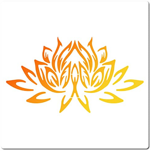 GORGECRAFT 30 x 30 cm Große Lotus-Wandschablone Aus Kunststoff Mit Blumenmuster Wiederverwendbar Quadratische Schablonen Zum Malen Auf Holz Wand Sammelalbum Karte Boden- Und Fliesenzeichnung