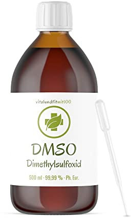 DMSO (Dimetylsulfoxid) - 500 ml - 99,99% Ph. Eur. - in Braunglas-Medizinflasche mit PP28-Verschluss, Kindersicherung, Originalitätsring inkl. Pasteur Pipetten 3 ml - Qualität: MADE IN GERMANY