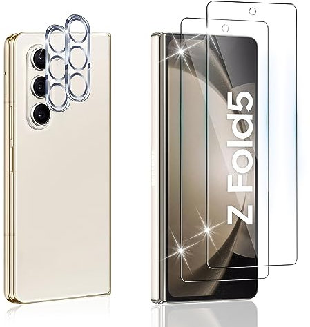 Dabuu Verre Trempé pour Samsung Galaxy Z Fold 5 5G avec Caméra Arrière Protecteur [2+2 Pièces], [9H Dureté] Sans Bulles Anti-Rayures, HD Ultra Résistant Film Transparent Protection écran Vitre Trempé