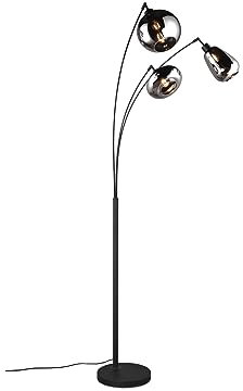 meineWunschleuchte Stehleuchte 3 flammig Glas Chrom verspiegelt & Rauchglas Optik, dimmbar