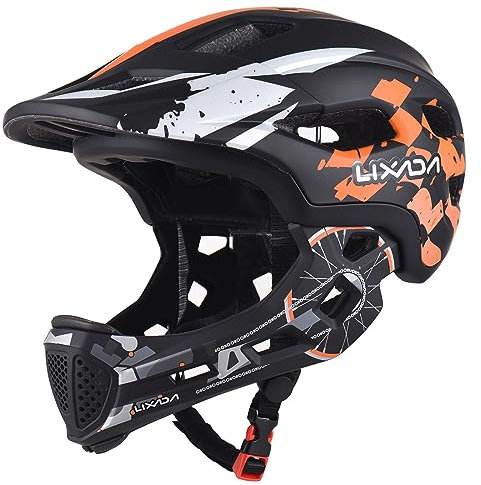 Lixada Casco da Ciclismo per Bambini, Casco da Bici per Bambini Staccabile Integrale. Casco Sportivo per Bambini per MTB, BMX, Skateboard e Scooter con Mento Rimovibile per Ragazze e Ragazzi