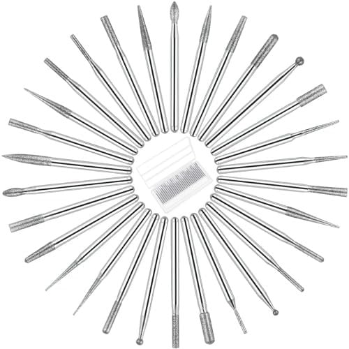 30Pcs Juego de Fresas Rotativas, Brocas para Tallar de Herramientas Giratorias con Vástago de 3 mm (1/8 ) Accesorios, Brocas Madera para Tallar, Moler, Rocas de Pulido, Joyas, Vidrio, Cerámica