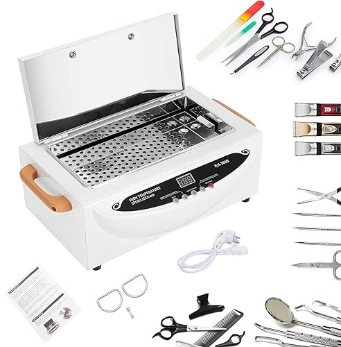 Heißluftsterilisator Desinfektion, 500W 2L 250℃ Trockene Hitze Sterilisator Hochtemperatur Sterilisator Nagel Werkzeug Sterilisator mit Timer und eine Kontrollleuchte für Friseursalon