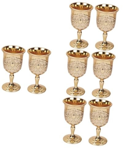BESTonZON 8 Pz Calice D'epoca Bicchieri Da Bar Calice Europeo Bicchieri Da Vino Antichi Calice Di Vino Dorato Coppa Di Spumante Flauti Da Cocktail Coppa Del Calice Portavini Bevande Metallo