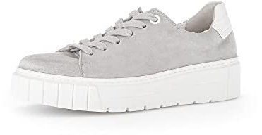 Gabor Damen Low-Top Sneaker, Frauen Halbschuhe,Komfortable Mehrweite (H),Plateausohle,straßenschuhe,Turnschuhe,Light Grey/Weiss,40.5 EU / 7 UK