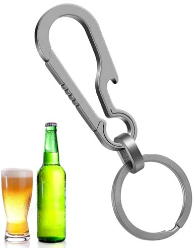 Titanium Carabiner, Multifunctional Keychain Clip, Super Durable Carabiner Keychain with Bottle Opener Function, Small Key Carabiner Suitable for Unisex Hiking Outdoor Camping Travel Car Keys