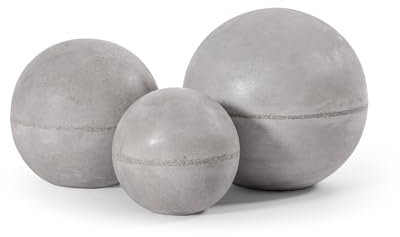 teramico Boules de Jardin en Céramique Résistantes au Gel | Fabrication Artisanale | Décoration Extérieure Unique | Plusieurs Tailles et Couleurs (Gris Béton, Lot de 3)