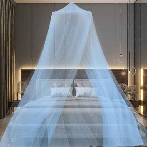 Moskitonetz Bett Groß Mückennetz Bett Moskitonetz Doppelbett Betthimmel Fliegennetz Bett Moskitonetz Reise, Tragbar Moskitonetz für Reise und Zuhause Outdoor(Blau)