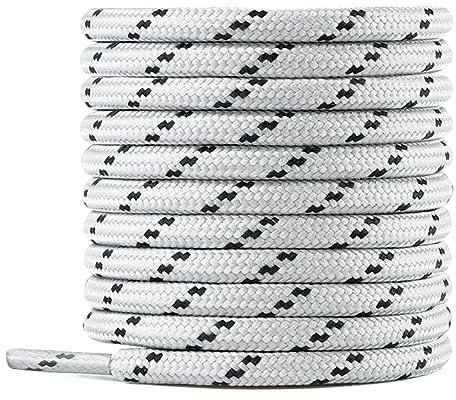 Knixmax Cordones Redondos para Zapatos [1 Par] Cordones Duraderos para Botas de Senderismo y Trekking Zapatos,Gris-Negro 180cm
