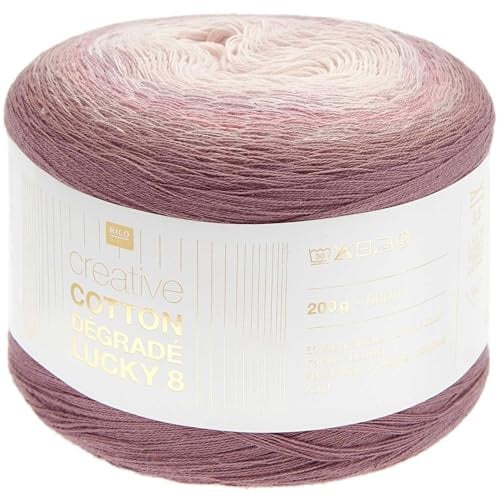 Rico Design Creative Cotton Dégradé Lucky 8, 200g 800m, #21 | Bobbel Farbverlaufsgarn, Farbverlaufswolle Baumwolle