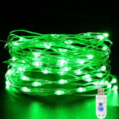 Etopgo Green USB Fairy Lights 5M/16Ft 50 LED Halloween Fairy Lights 8 Lighting Modes Twinkle Fairy String Lights for Halloween Decoration Indoor, Outdoor, Bedroom,Party