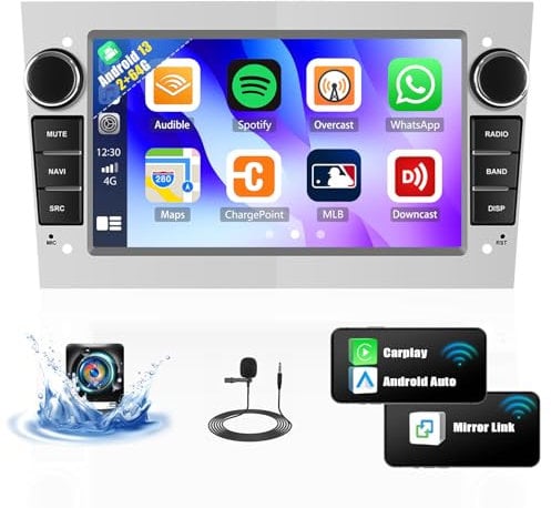 OiLiehu 2+64G Android 13 Autoradio 2 Din für Opel Astra Corsa Zafira Antara Wireless CarPlay Android Auto 7 '' Autoradio mit Bildschirm Navi WiFi Bluetooth Mirro Link GPS FM RDS EQ SWC+Rückfahrkamera