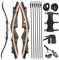 62 Recurvebogen Set,Takedown Recurve Bogen mit Pfeile Sportbogen Holzbogengriff für Rechtshand Jagd Zielschießen 20-50 lbs (35 lbs)