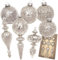 Krebs Glas Lauscha - Weihnachtsdekoration/Christbaumschmuck aus Glas - Antic Mercury Sortiment (Kugel, Kugel mit Struktur, Formen) - Menge: 9 Stück - Farbe: Silber - Größe: ca. 8 cm