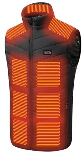 Heated Sleeveless Jacket for Men UK Body Warmer 26 Heating Zone Heated Gilet Zipper Rechargeable USB Electric Heated Down Jackets Washable Heating Vest for Camping Motorcycle Fishing Skiing Hiking