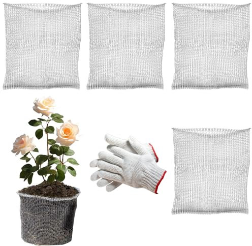 CAIJ 4 Stück Pflanzkorb Wühlmausschutz 35 * 35cm Wühlmauskorb aus Edelstahl Wühlmausgitter Gegen Wühlmaus Wurzelschutz für Pflanzen Pflanzkorb Blumenzwiebeln für Schutz der Wurzeln von Bäumen Blumen