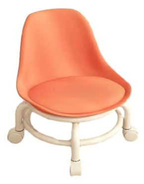 UUE Niedrig Rollhocker, Kleine Rollensitz PU Leder, Stuhl mit Rollen, 360° Rollhocker mit Rückenlehne, Ergonomischer Hocker für Home Office Garage Shop Fitness Sport, Orange