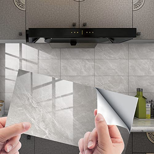 HORIWE Fliesenaufkleber Marmorierung 12x6 Inch Wandfliese Aufkleber 16 Stück PVC Fliesensticker Fliesen Folie Selbstklebende Tapete Wasserdicht Wandaufkleber für Küche, Schrank, Möbel, Tisch