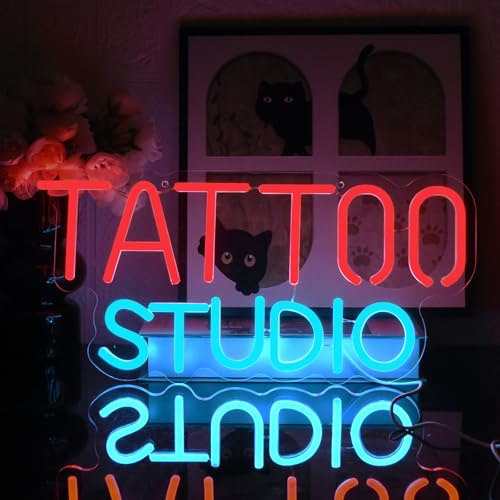 UExnkj-Y Tattoo Neon Sign For Wall Decor, Tattoo Studio Neon Sign Dimmable Tattoo Neon Light for Bedroom Tattoo Shop Salon Studio Garage Man Cave Game Room Wall Decoration