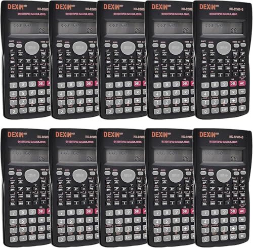 10 Pieces 2 Line Engineering Scientific Function Calculator Large Display Math Calculator for Student Teacher Classroom High School College School Business Offices Black
