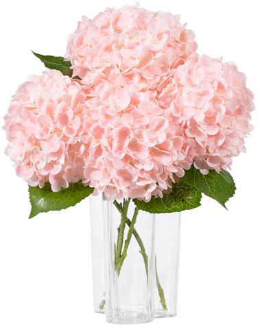 DuHouse 3 hortensias artificiales grandes, 50 cm, látex de tacto real, hortensias realistas para el hogar, ramos de boda, centros de mesa, fiesta, decoración de sala de estar (rosa)