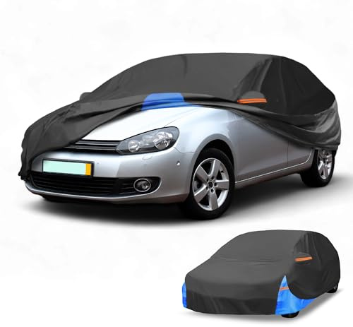 Partuto 210D-PU Full Car Cover for VW Golf with Right Side Zipper