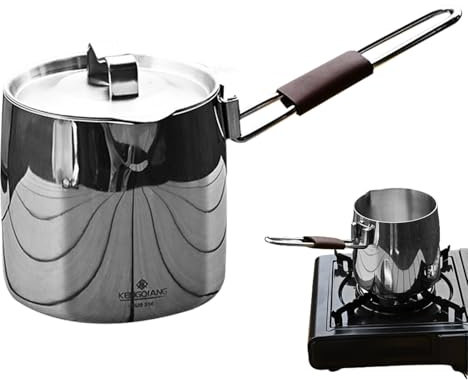 WJnflQN Stainless Steel Saucepan,Camping Cooking Pot - Portable Non-Stick Camp Cookware with Lid Detachable Outdoor Accessories for Women & Men