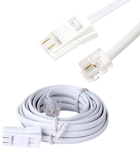 Telephone Cable Phone Cord 3m – BT Plug to RJ11 Male 6P2C 2-Pin Landline Extension Lead for UK ADSL Modem Fax Machine, Home & Office Use