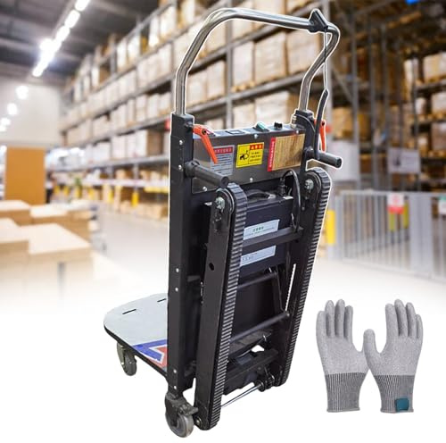 pealiritansemen Tracked Electric Stair Climbing Cart, Foldable Stair Climber Hand Trucks, 260 KG Max Load, 12 Ah Removable Battery, 1800 Steps Endurance, for Family Removal, with a Tying Rope
