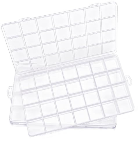 Tiehuoxia Bead Organiser Storage, 28 Grids Craft Storage Box, Plasitic Box for Beads, Jewelry, Craft Supplies (2 pack)