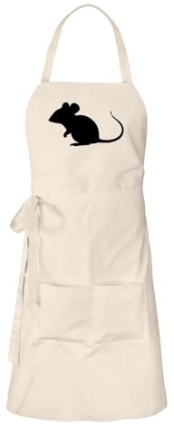 Huuraa Schürze Maus Silhouette Geschenk | Latzschürze Baumwolle Kochschürze mit Motiv Geschenkidee verstellbare Grillschürze mit langen Bändern