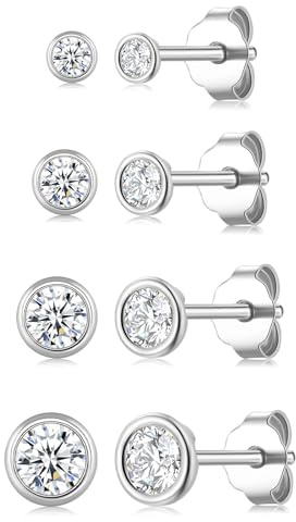 Ecripe 925 Sterling Silber Ohrstecker Hypoallergene Cubic Zirkonia Ohrstecker Silber für Frauen