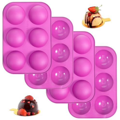 Classicseali 4 Stück Halbkugel Silikonform 5cm, Silikonform Kugel | Pralinenform Silikon für Amerikaner Backform, Silikonforms Rund zur Herstellung von Kuppel,Schokolade,Mousse,Kuchen,Gelee