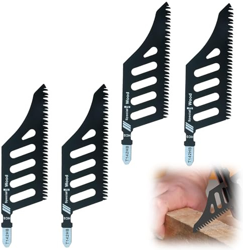 4Pcs T Shank Jigsaw Blades,Flush Cutting Jig saw Blade 112mmx32mmx1.2mm High Strength Coarse Tooth,Compatible with Bosch T142HE3, Dewalt DT2074 DW3311