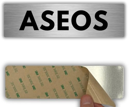 LEIASA | Señal Aseos - 5x18 cm - Aluminio - WC Servicios Damas Caballeros | Cartel Aseos Adhesivo, Placa Aseo Sanitario, Rótulo Lavabo Femenino Masculino, Pegatina Baño Unisex, Letrero Retrete