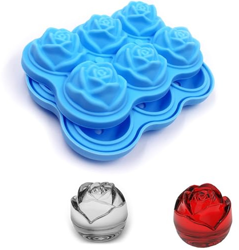 Guijinhao1pcs Ice Cube Molds Trays, Silicone Rose Ice Ball Maker Easy Release Large Ice Cube Form for Chilled Cocktails Whiskey Bourbon & Homemade Juice （Blue(C47-1)
