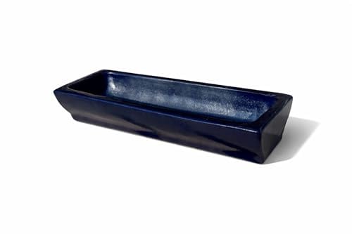 KERAZO 10L Futtertrog 60 x 20 x 14 cm – robuster Tiernapf für Hunde, Geflügel & Nutztiere wie Schweine, Schafe, Ziegen aus Steinzeug Keramik (Blau)